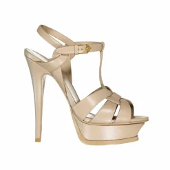 Best Saint Laurent Sandales en cuir Tribute beiges