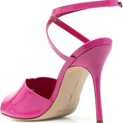 Femme Manolo Blahnik Sandales en Cuir verni Hourani roses - Talon 10.5 cm