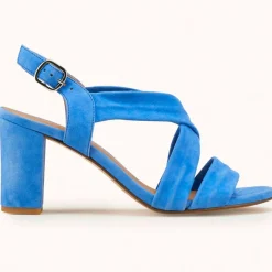 Femme Cosmoparis Sandales en Velours de Cuir Vuko jean - Talon 8 cm