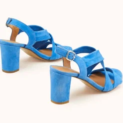 Femme Cosmoparis Sandales en Velours de Cuir Vuko jean - Talon 8 cm