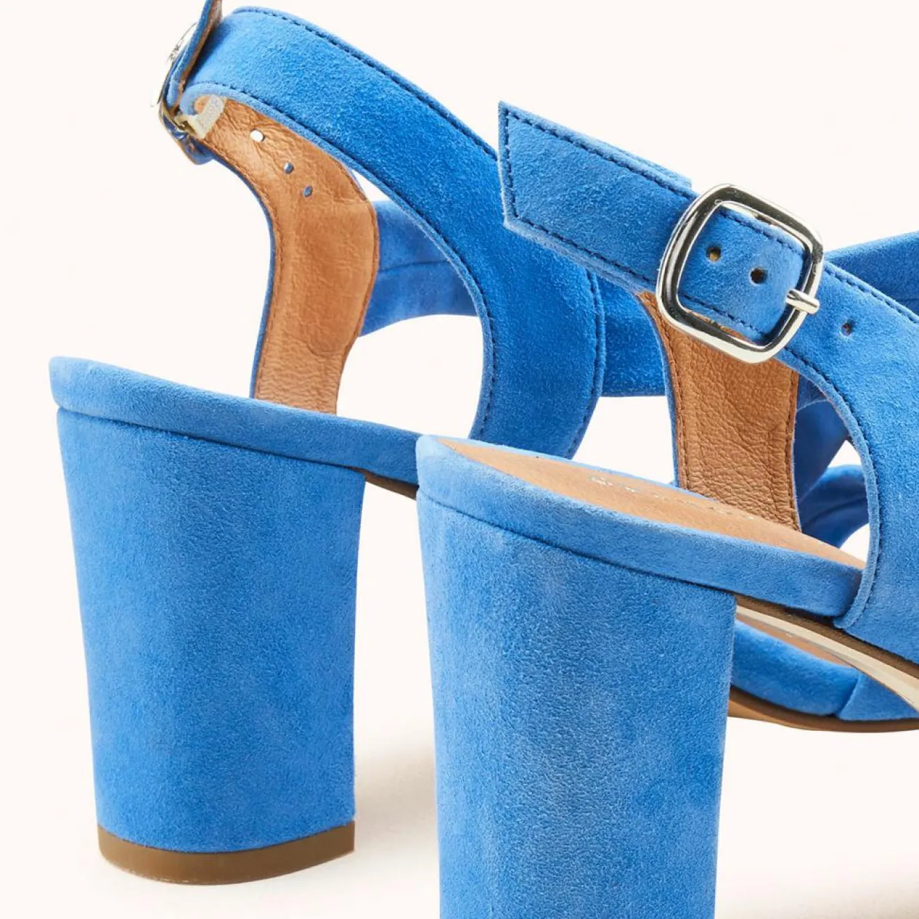 Femme Cosmoparis Sandales en Velours de Cuir Vuko jean - Talon 8 cm