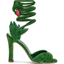 Clearance Manolo Blahnik Sandales en Velours de Cuir Ossie vertes - Talon 10.5 cm