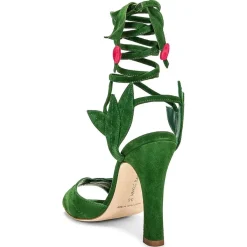 Clearance Manolo Blahnik Sandales en Velours de Cuir Ossie vertes - Talon 10.5 cm