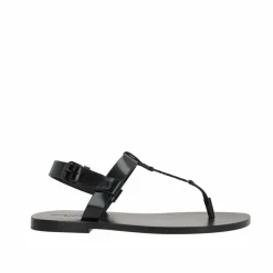 Homme Saint Laurent Sandales plates Cassandre 05 noires