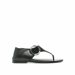 Clearance Saint Laurent Sandales plates en cuir Ring noires