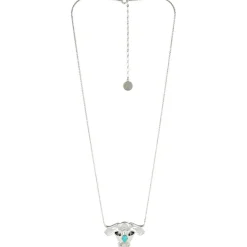 Femme Reminiscence Sautoir Zodiac Taureau Turquoise argenté