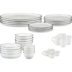 Bjorn Service Complet en Grès Pure blanc/beige - 32 pièces