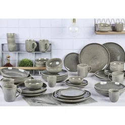 Sale Bjorn Service Complet en Grès Stellar gris/anthracite - 48 pièces