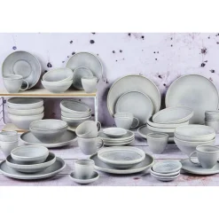 Clearance Bjorn Service Complet en Grès Stone gris clair - 48 pièces