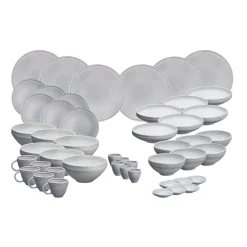 Clearance Bjorn Service Complet en Grès Stone gris clair - 48 pièces
