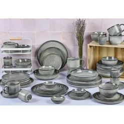 Bjorn Service Complet en Grès Zen gris/bleu - 48 pièces