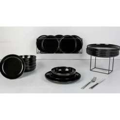 Cosy & Trendy Service de table en Grès Baltic noir - 18 pièces