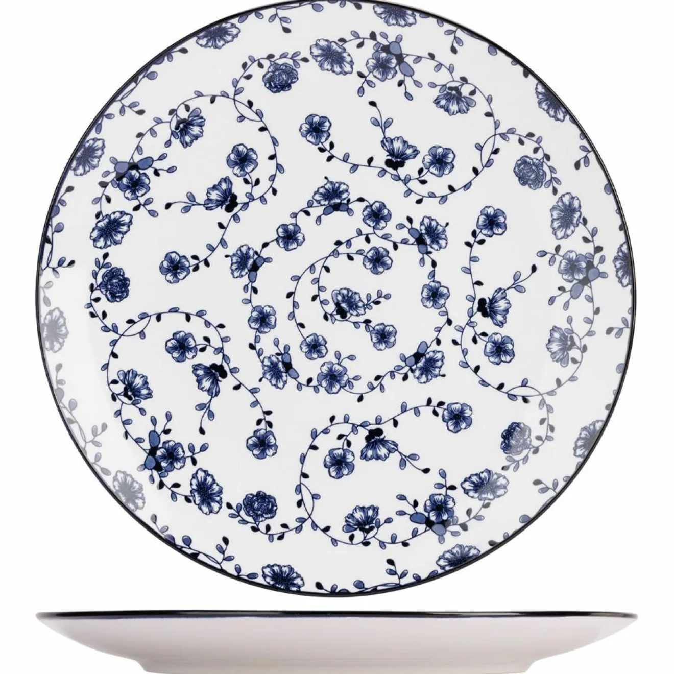 New Cosy & Trendy Service de table en Grès Flor Azul blanc/bleu - 12 pièces