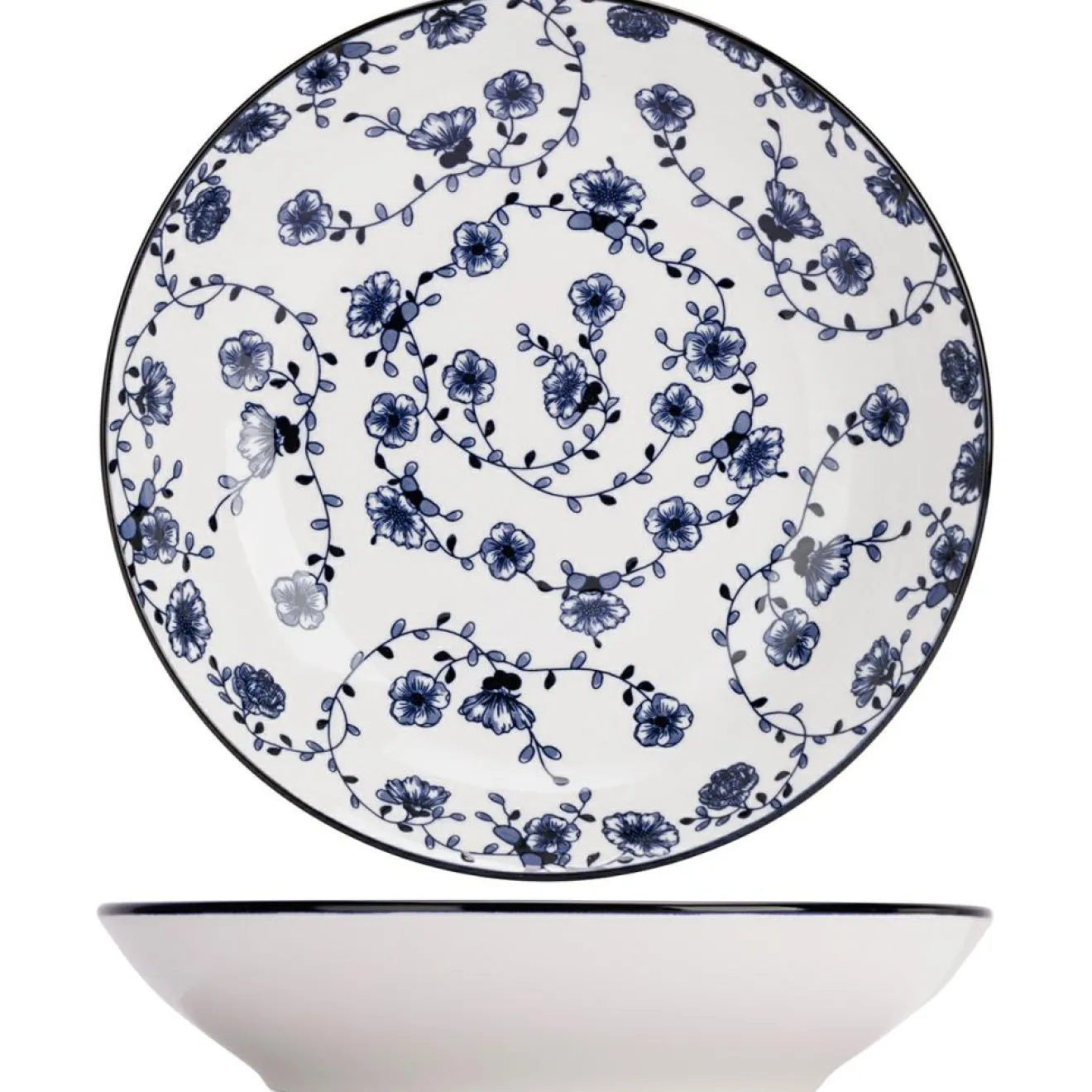 New Cosy & Trendy Service de table en Grès Flor Azul blanc/bleu - 12 pièces