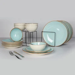 Cosy & Trendy Service de table en Grès Granité bleu - 18 pièces