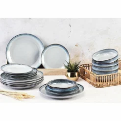 Bjorn Service de table en Grès Les Essentiels Genesis bleu - 18 pièces