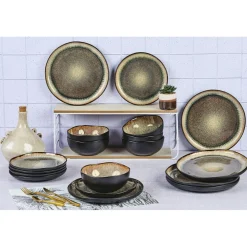 Hot Bjorn Service Les Essentiels en Grès Iris beige/marron - 18 pièces