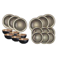 Hot Bjorn Service Les Essentiels en Grès Iris beige/marron - 18 pièces