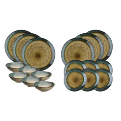 Outlet Bjorn Service Les Essentiels en Grès Island kaki/bleu - 18 pièces