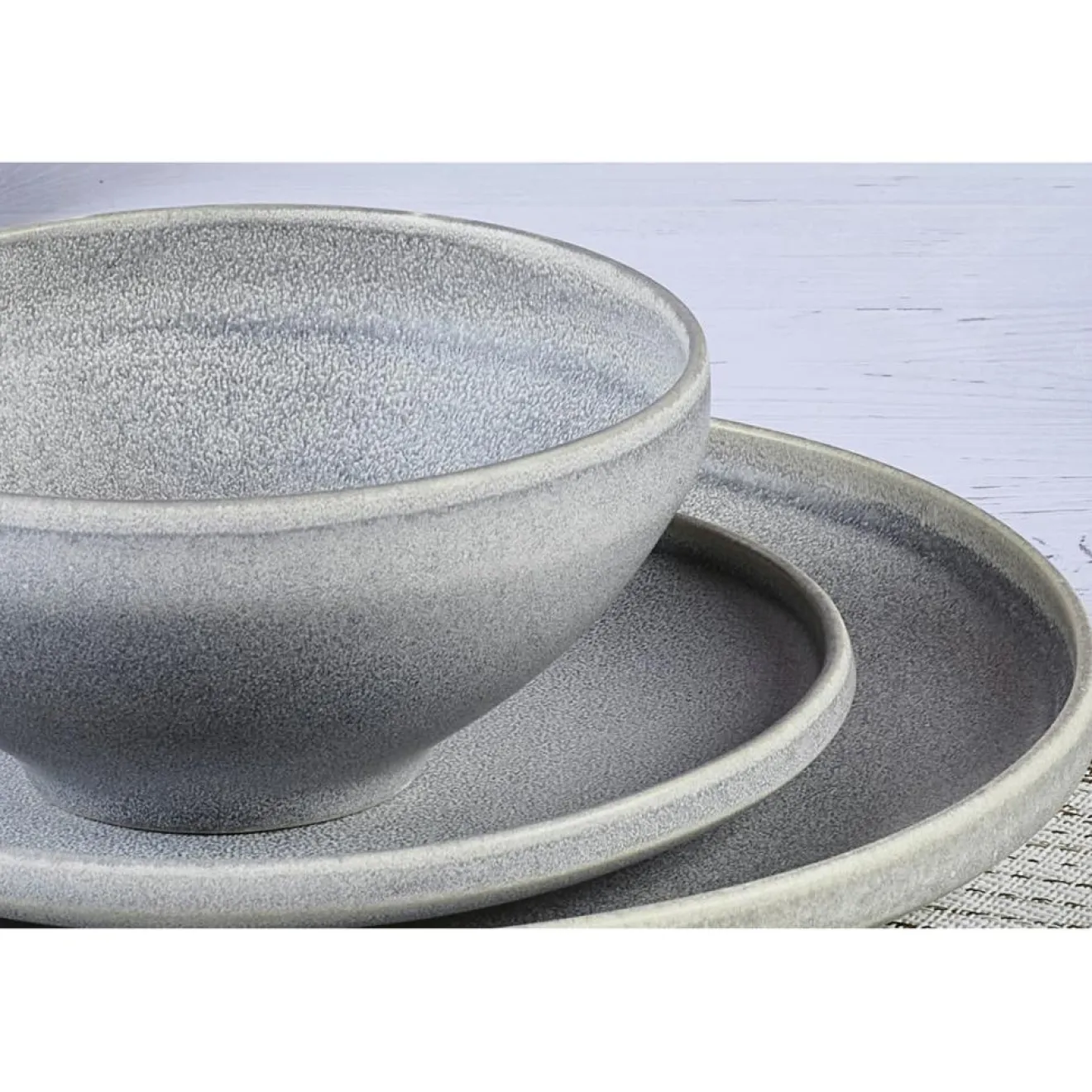 Clearance Bjorn Service Les Essentiels en Grès Stone gris clair - 18 pièces