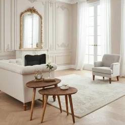 Online Bois & Chiffons Set 2 tables d'appoint plateau sculpté bois massif Acacia Adir Marron - 58x40x46 cm