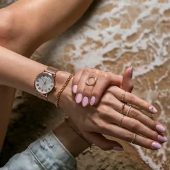 Femme Amelia Parker Set Montre Femme 2 Bracelets Classique en Acier argenté/rose doré