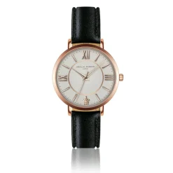 Femme Amelia Parker Set Montre Femme 2 Bracelets Petite Classique en Acier & Cuir rose doré/noir
