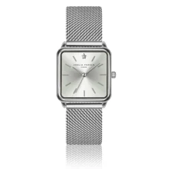 Femme Amelia Parker Set Montre Femme 2 Bracelets Plaza en Acier & Cuir argenté/bleu foncé