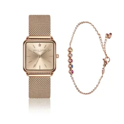 Online Amelia Parker Set Montre Femme & Bracelet Gold Plaza en Acier rose doré