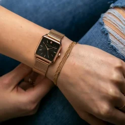 Hot Amelia Parker Set Montre Femme 2 Bracelets Night Plaza en Acier rose doré/noir