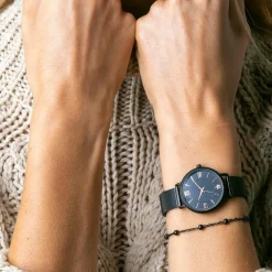 Femme Amelia Parker Set Montre Femme & Bracelet Jet en Acier noir