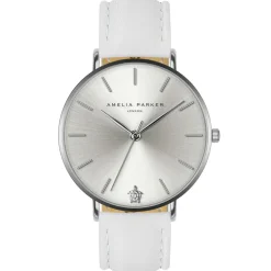 Amelia Parker Set Montre Femme 2 Bracelets Capsule en Acier & Cuir argenté/blanc