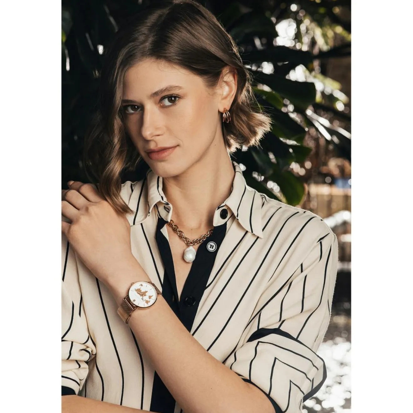 Best Amelia Parker Set Montre Femme & Bracelet Vacation en Acier rose doré