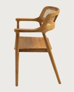 Outlet Uniqka Sienne - Chaise en teck avec détail rotin