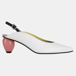 Outlet Yuul Yie Slingback en Cuir Slide blanc/rose - Talon 6 cm