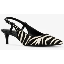 Femme Michael Kors Chaussures Slingbacks en Cuir Doreen noir/blanc - Talon 5.1 cm