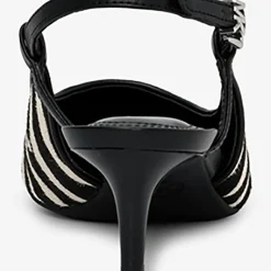 Femme Michael Kors Chaussures Slingbacks en Cuir Doreen noir/blanc - Talon 5.1 cm