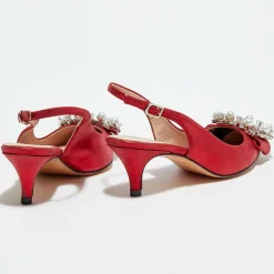Femme Cosmoparis Slingbacks en Cuir métallisé Milia rouges - Talon 6 cm