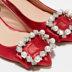 Femme Cosmoparis Slingbacks en Cuir métallisé Milia rouges - Talon 6 cm