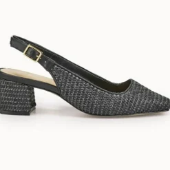 Clearance Cosmoparis Slingbacks Zela vegan noires - Talon 6 cm