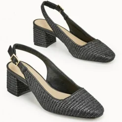 Clearance Cosmoparis Slingbacks Zela vegan noires - Talon 6 cm
