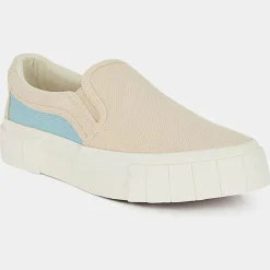 Femme Good News Slip On en Coton Bio Courtney beige/bleu