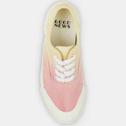 New Good News Sneakers en Coton Bio Gnace tie & dye jaune/rose