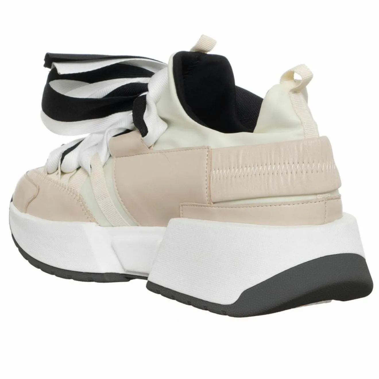 Best Loretta Pettinari Sneakers en Cuir & Toile Lorena beige/rose/noir - Plateforme 5 cm