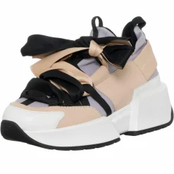 Femme Loretta Pettinari Sneakers en Cuir & Toile Lorena lilas/rose/noir - Plateforme 5 cm