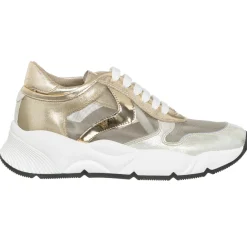 Best Voile Blanche Sneakers en Cuir & Velours de Cuir Sheel argenté/doré - Talon 4 cm