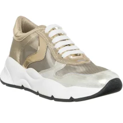 Best Voile Blanche Sneakers en Cuir & Velours de Cuir Sheel argenté/doré - Talon 4 cm