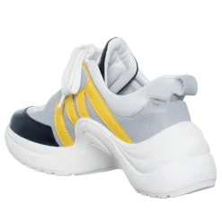 Femme Loretta Pettinari Sneakers en Cuir Bianca blanc/gris/noir/jaune - Talon 5 cm