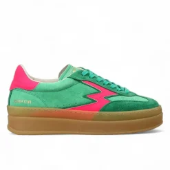 Femme Moa Concept Sneakers en Cuir Double Club vert fuchia