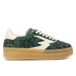 Femme Moa Concept Sneakers en Cuir Double Club vert léopard